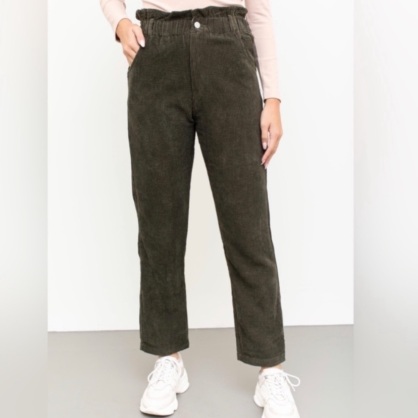 Vintage Havana Olive Corduroy Paperbag Cord Trousers Anthropologie Sz Medium